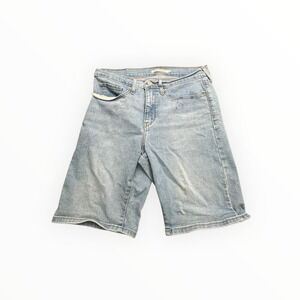 Levi's Denim Shorts Mens W30 Light Wash 502 Regular Bermuda Jorts Stretch Blue